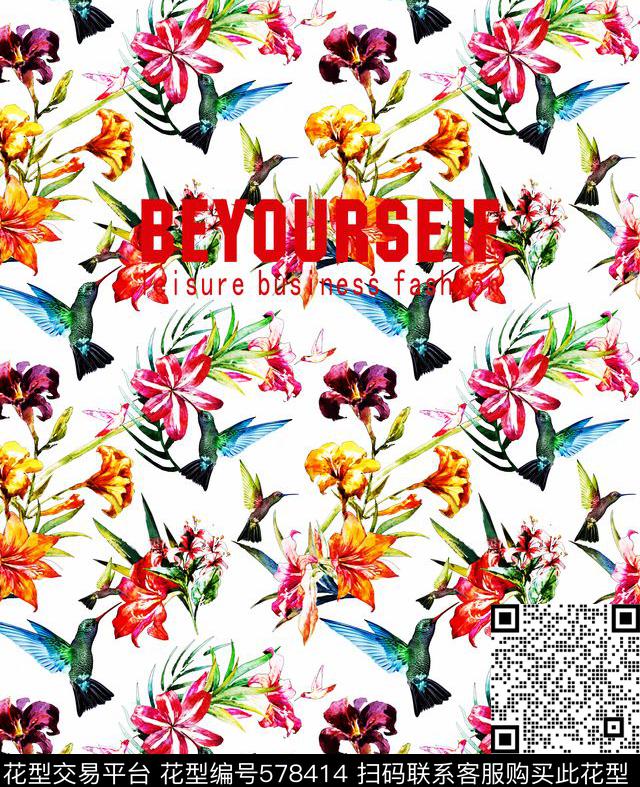 时尚休闲热带植物花卉动物数码印花华亿平台下载（图片编号: 578414） - 瓦栏（Walan）