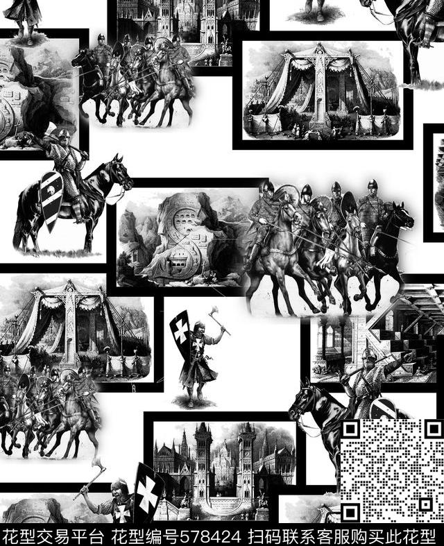 时尚休闲建筑几何赛马数码印花华亿平台下载（图片编号: 578424） - 瓦栏（Walan）