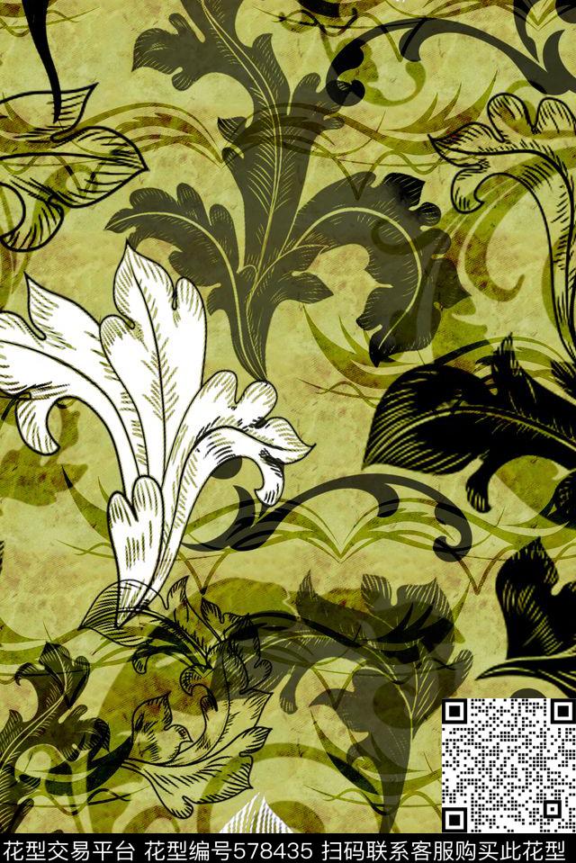 零点--女装花卉复古数码印花华亿平台下载（图片编号: 578435） - 瓦栏（Walan）