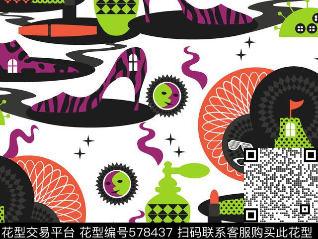 卡通高跟鞋太阳传统印花华亿平台下载（图片编号: 578437） - 瓦栏（Walan）