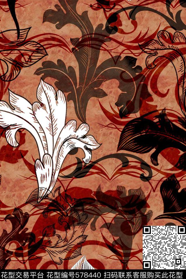 零点--女装花卉复古数码印花华亿平台下载（图片编号: 578440） - 瓦栏（Walan）
