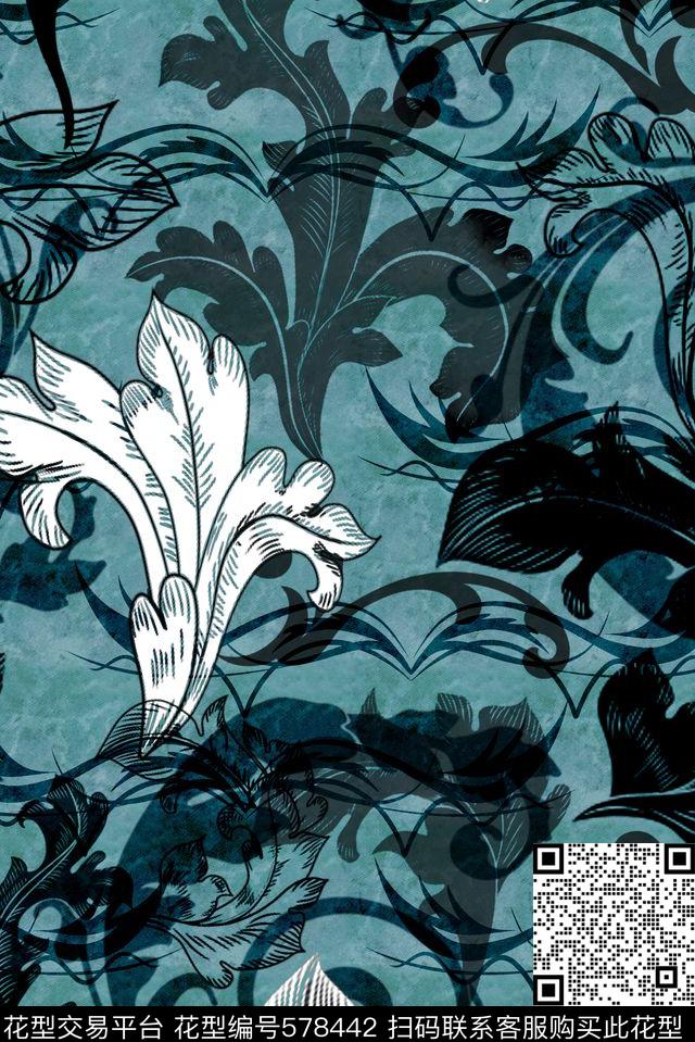 零点--女装花卉复古数码印花华亿平台下载（图片编号: 578442） - 瓦栏（Walan）