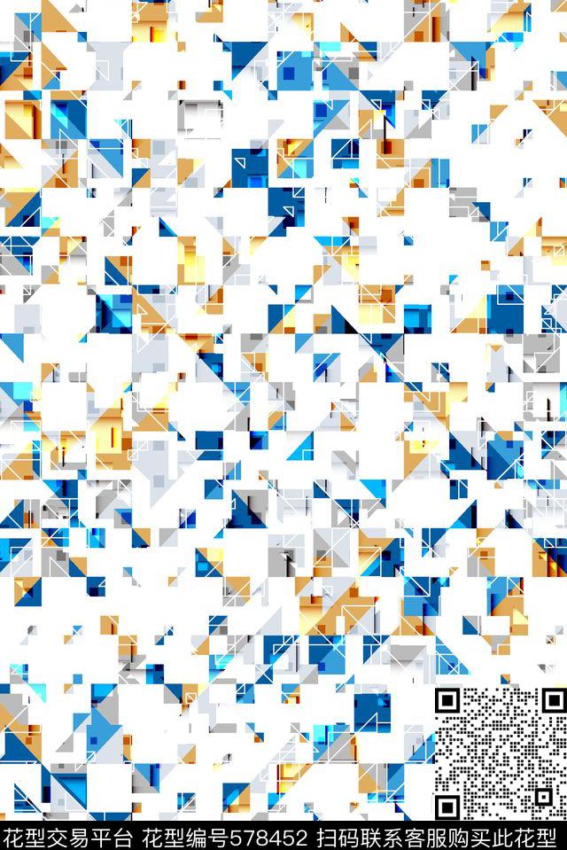 菱形方格波点传统印花华亿平台下载（图片编号: 578452） - 瓦栏（Walan）