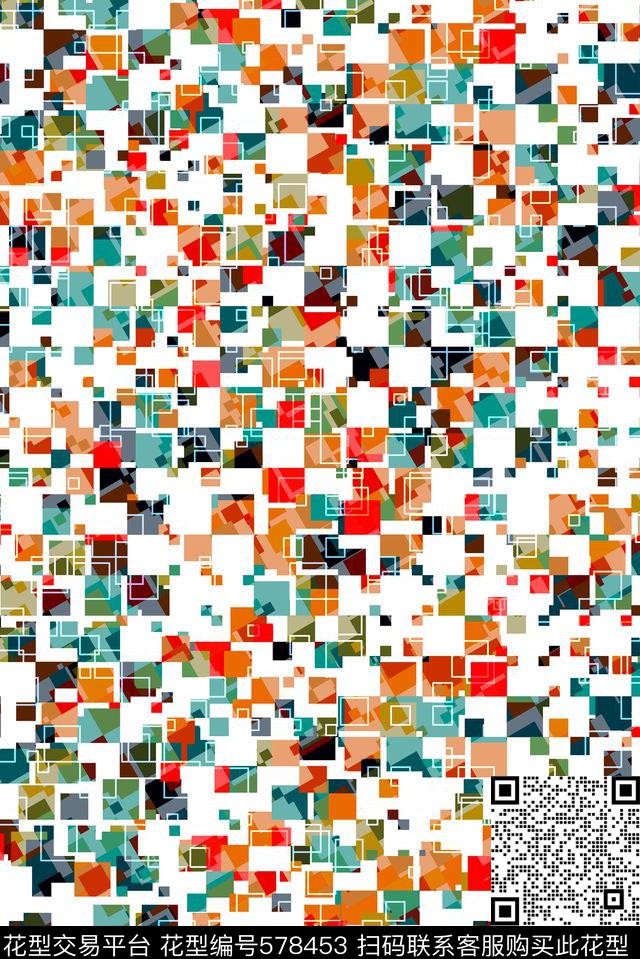 不规则几何小方块圆点传统印花华亿平台下载（图片编号: 578453） - 瓦栏（Walan）