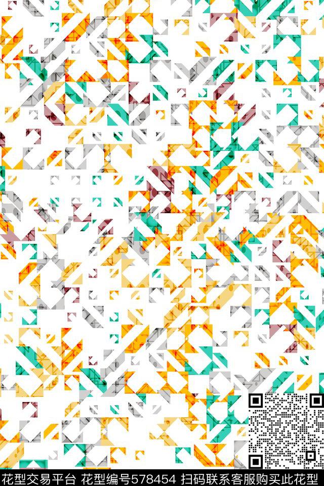 三角形圆圈马赛克传统印花华亿平台下载（图片编号: 578454） - 瓦栏（Walan）