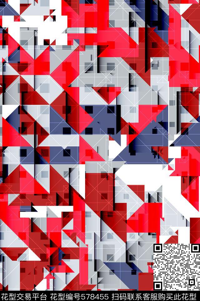 不规则几何小方块几何数码印花华亿平台下载（图片编号: 578455） - 瓦栏（Walan）