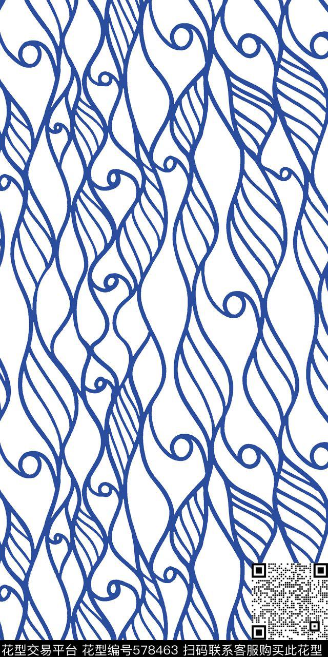 波浪线条曲线传统印花华亿平台下载（图片编号: 578463） - 瓦栏（Walan）