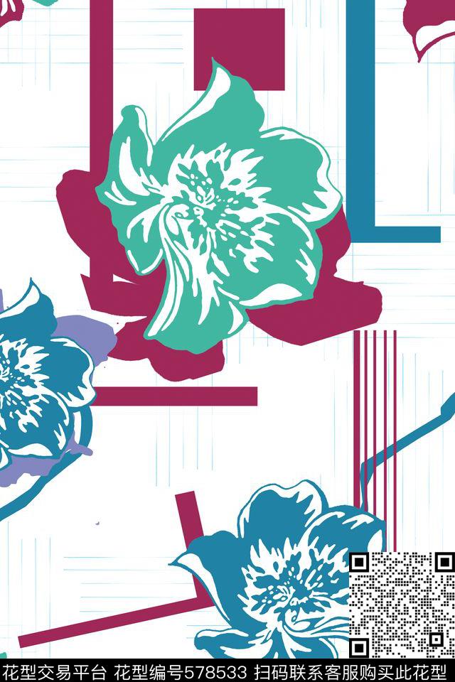 流行时尚格纹几何传统印花华亿平台下载（图片编号: 578533） - 瓦栏（Walan）