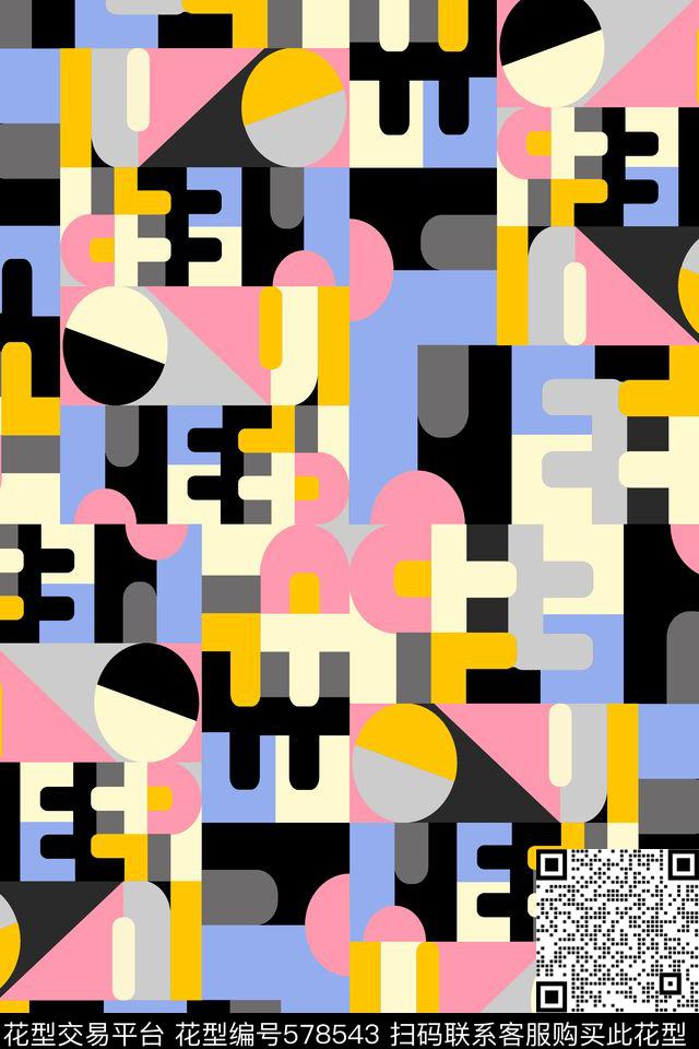 几何流行色色块不规则几何传统印花华亿平台下载（图片编号: 578543） - 瓦栏（Walan）