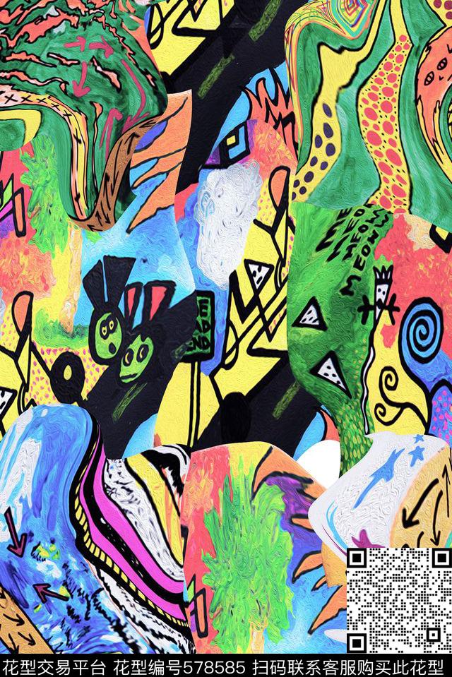 沙发布艺四方连续抽象几何数码印花华亿平台下载（图片编号: 578585） - 瓦栏（Walan）