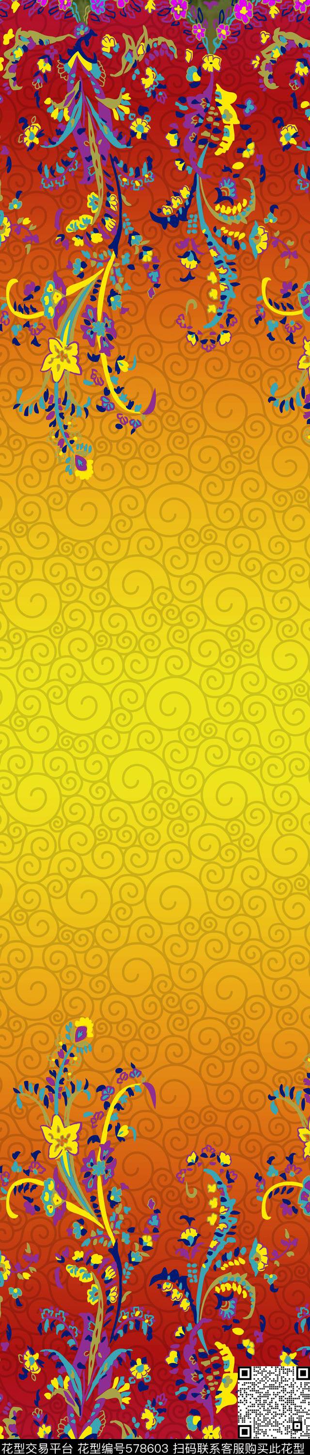 传统印花花卉蕾丝双边定位印花传统印花华亿平台下载（图片编号: 578603） - 瓦栏（Walan）