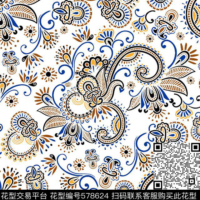 复古时尚欧式花纹传统印花华亿平台下载（图片编号: 578624） - 瓦栏（Walan）