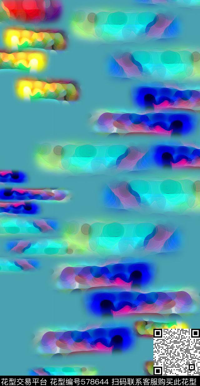 抽象图案条纹图案色彩斑斓数码印花华亿平台下载（图片编号: 578644） - 瓦栏（Walan）
