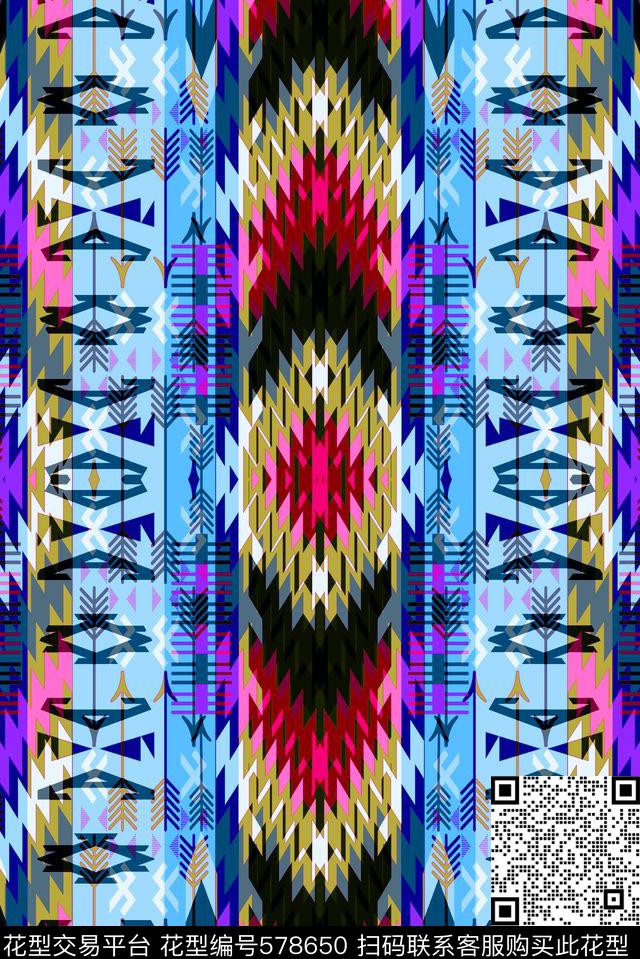 民族风几何图形传统印花华亿平台下载（图片编号: 578650） - 瓦栏（Walan）