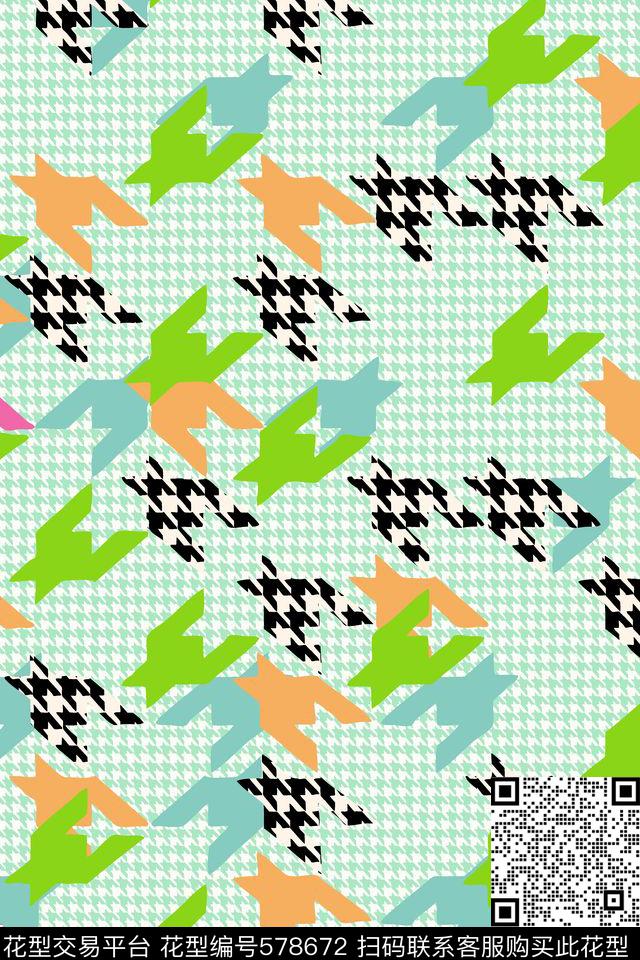 流行时尚几何千鸟格传统印花华亿平台下载（图片编号: 578672） - 瓦栏（Walan）