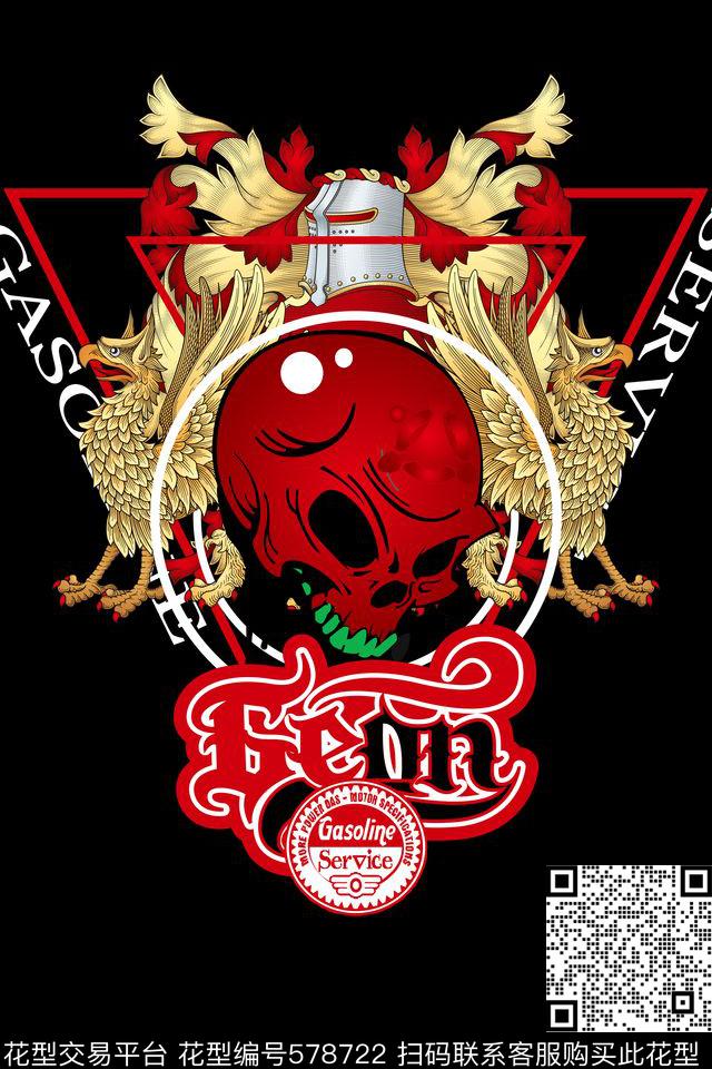 时尚欧美骷髅数码印花华亿平台下载（图片编号: 578722） - 瓦栏（Walan）
