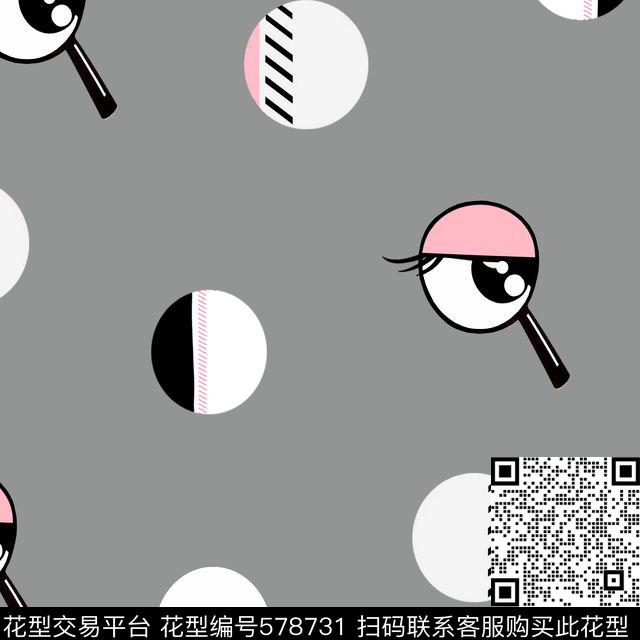 甜美眼睛半圆传统印花华亿平台下载（图片编号: 578731） - 瓦栏（Walan）