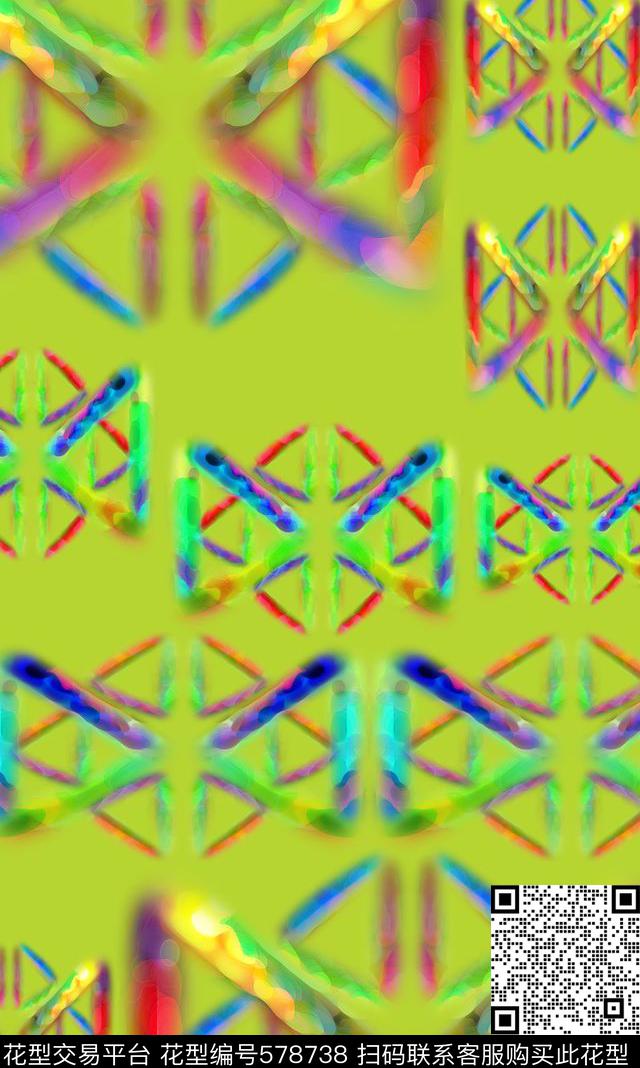 抽象图案多色梦幻三角数码印花华亿平台下载（图片编号: 578738） - 瓦栏（Walan）