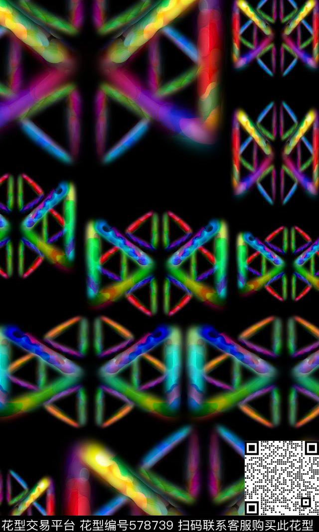 抽象图案多色梦幻三角数码印花华亿平台下载（图片编号: 578739） - 瓦栏（Walan）