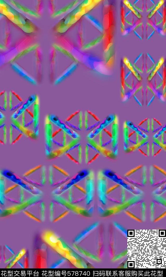 抽象图案多色梦幻三角数码印花华亿平台下载（图片编号: 578740） - 瓦栏（Walan）