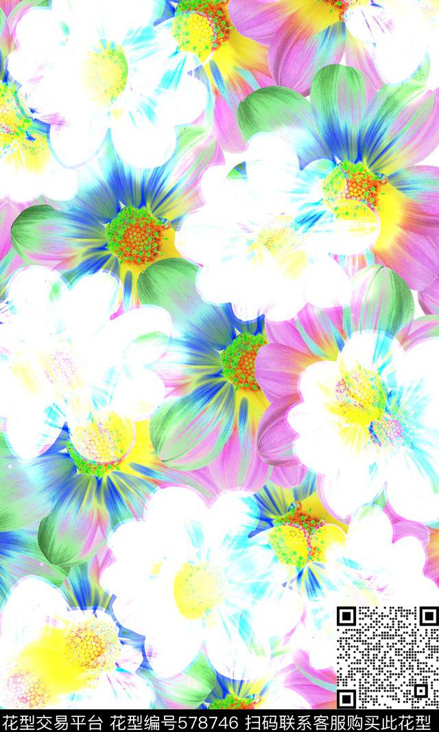 水彩风格花卉浪漫风格传统印花华亿平台下载（图片编号: 578746） - 瓦栏（Walan）