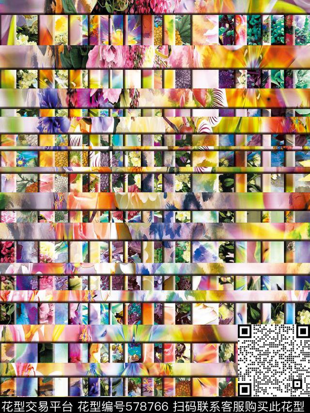 几何潮流时尚大牌复古花卉数码印花华亿平台下载（图片编号: 578766） - 瓦栏（Walan）