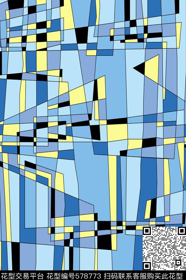 几何流行色不规则几何时尚大牌传统印花华亿平台下载（图片编号: 578773） - 瓦栏（Walan）