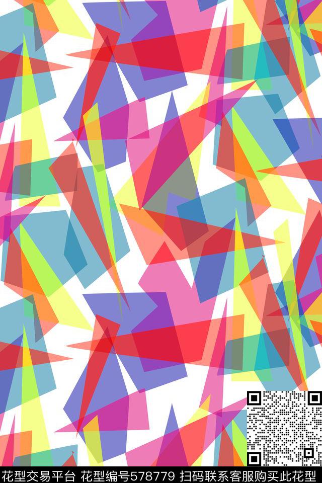 时尚大牌五彩几何数码图案传统印花华亿平台下载（图片编号: 578779） - 瓦栏（Walan）