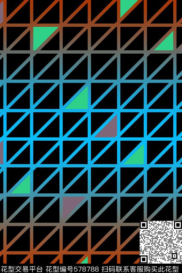 几何格子女装传统印花华亿平台下载（图片编号: 578788） - 瓦栏（Walan）