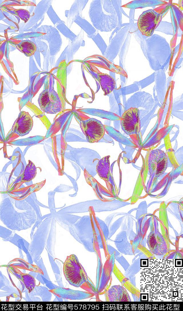 鲜花大街花卉写真多色数码印花华亿平台下载（图片编号: 578795） - 瓦栏（Walan）