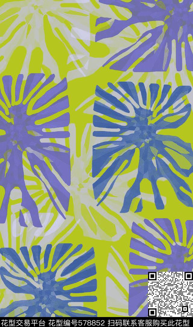 抽象图案花卉复古传统印花华亿平台下载（图片编号: 578852） - 瓦栏（Walan）