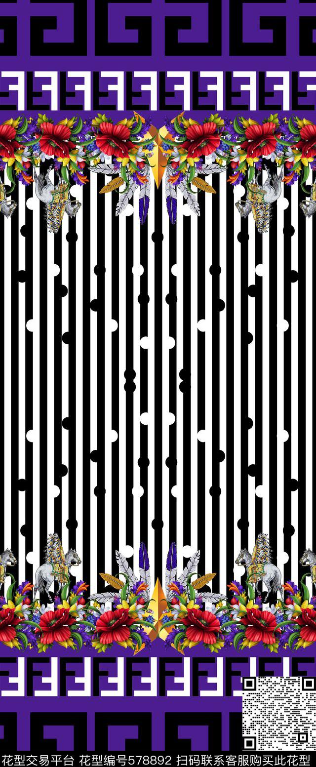 最新时尚流行条纹波点数码印花华亿平台下载（图片编号: 578892） - 瓦栏（Walan）