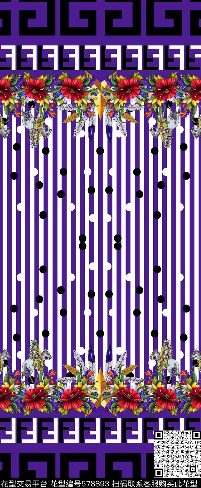 最新时尚流行条纹波点数码印花华亿平台下载（图片编号: 578893） - 瓦栏（Walan）