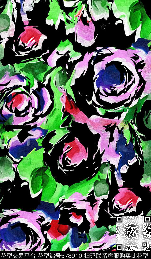 原创瑕疵花卉数码印花华亿平台下载（图片编号: 578910） - 瓦栏（Walan）