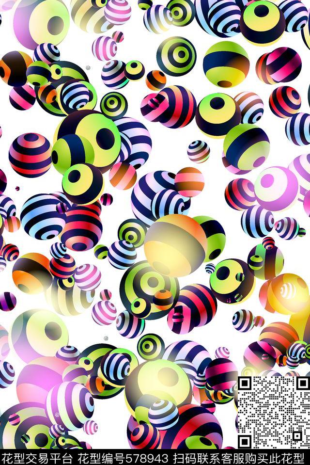 抽象炫彩彩带数码印花华亿平台下载（图片编号: 578943） - 瓦栏（Walan）