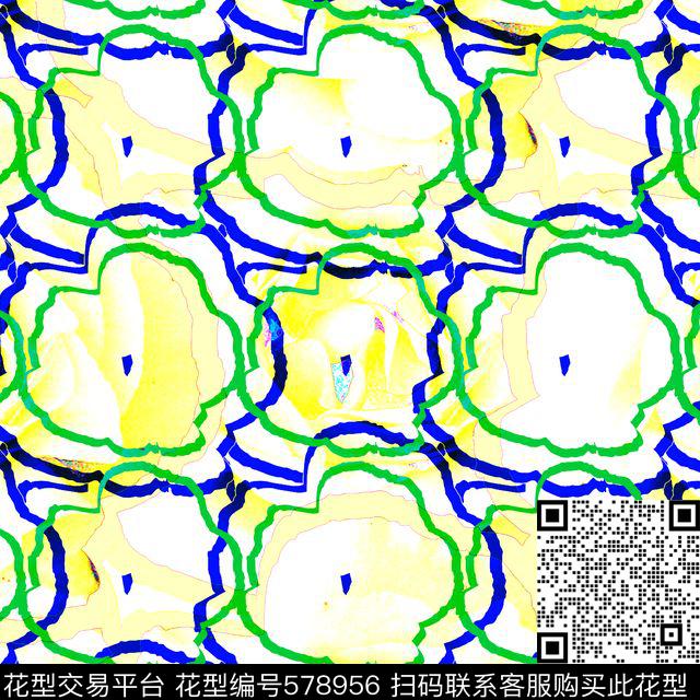 抽象线条花卉传统印花华亿平台下载（图片编号: 578956） - 瓦栏（Walan）