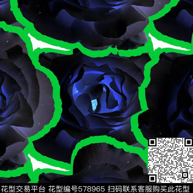 大气花卉亮色数码印花华亿平台下载（图片编号: 578965） - 瓦栏（Walan）