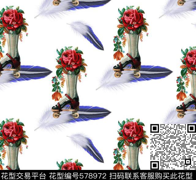 最新时尚流行花卉鞋子数码印花华亿平台下载（图片编号: 578972） - 瓦栏（Walan）