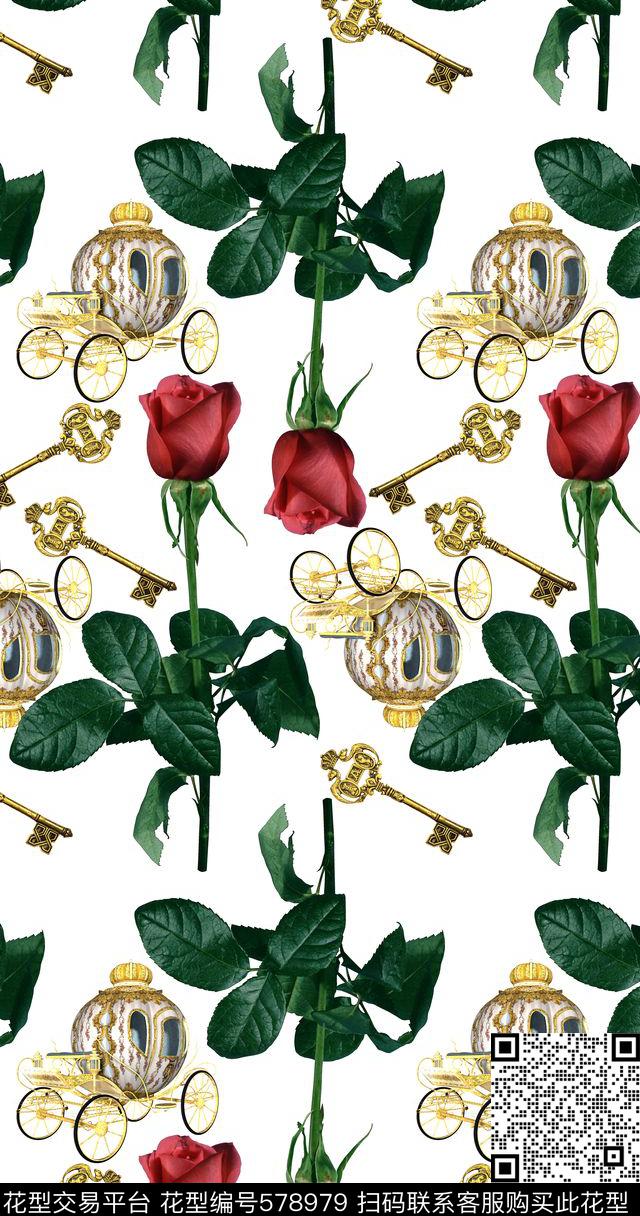 最新时尚流行花卉玫瑰数码印花华亿平台下载（图片编号: 578979） - 瓦栏（Walan）