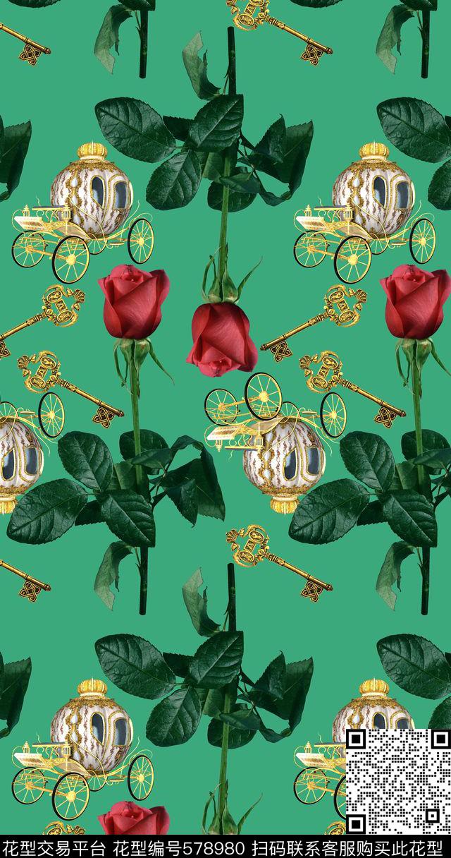 最新时尚流行花卉玫瑰数码印花华亿平台下载（图片编号: 578980） - 瓦栏（Walan）