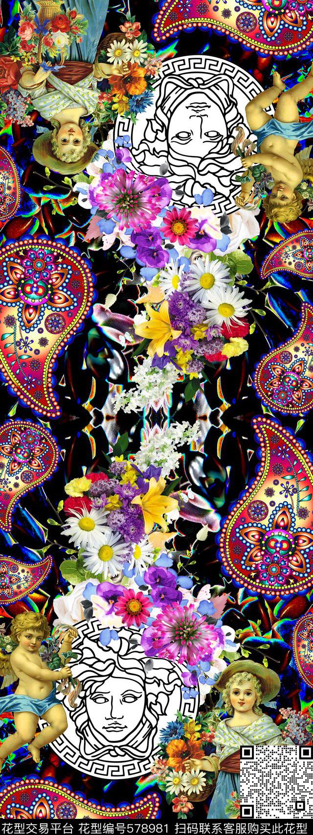 最新时尚流行范思哲风格欧式宫廷数码印花华亿平台下载（图片编号: 578981） - 瓦栏（Walan）