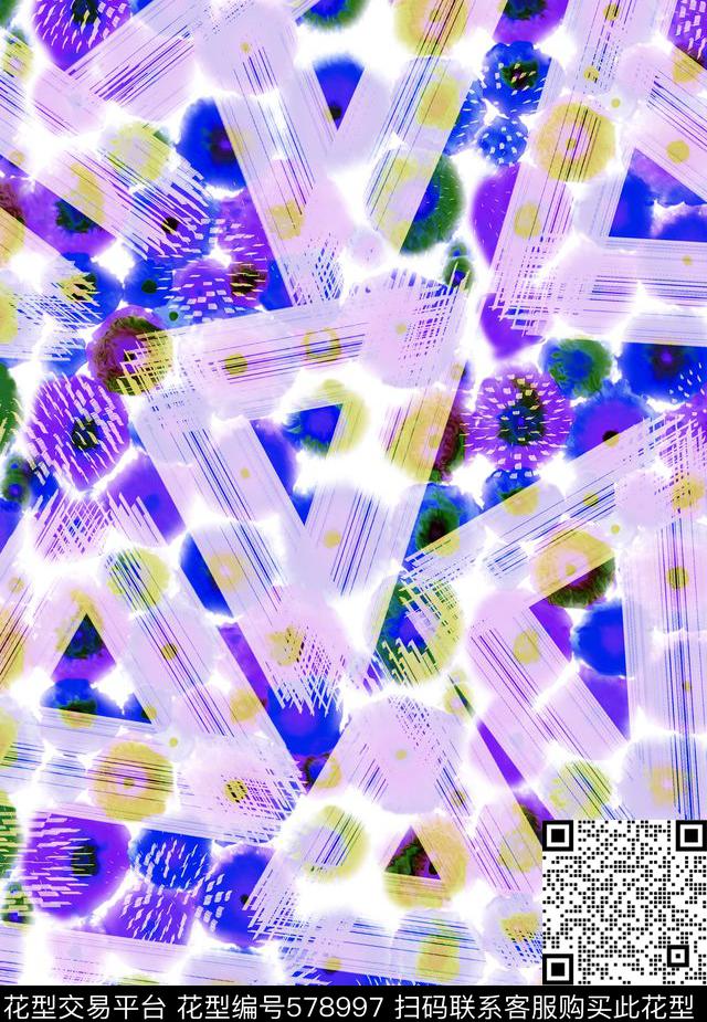 复古波点笔刷纹理数码印花华亿平台下载（图片编号: 578997） - 瓦栏（Walan）