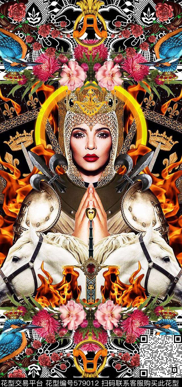 最新时尚流行欧式宫廷花卉数码印花华亿平台下载（图片编号: 579012） - 瓦栏（Walan）