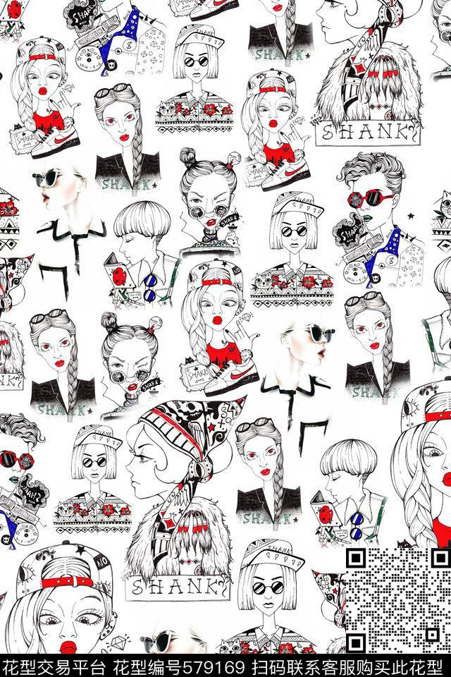 卡通插画插画女子插画姑娘数码印花华亿平台下载（图片编号: 579169） - 瓦栏（Walan）