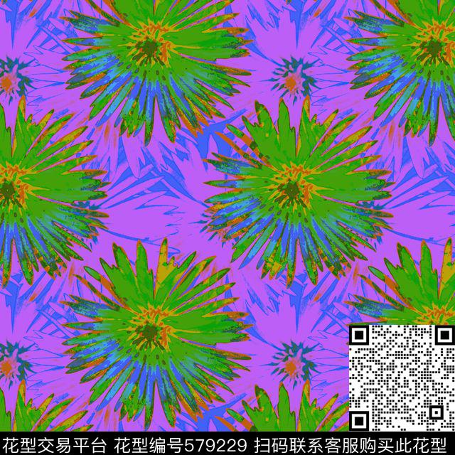 抽象花卉时尚传统印花华亿平台下载（图片编号: 579229） - 瓦栏（Walan）