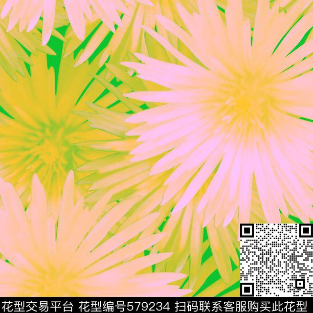 复古花花卉数码印花华亿平台下载（图片编号: 579234） - 瓦栏（Walan）