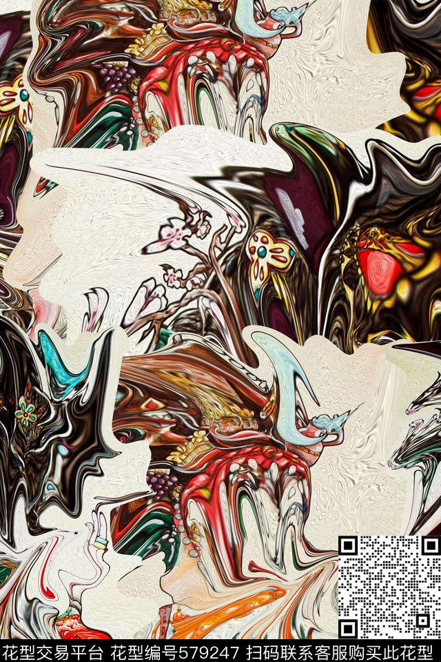 沙发布艺四方连续抽象几何数码印花华亿平台下载（图片编号: 579247） - 瓦栏（Walan）