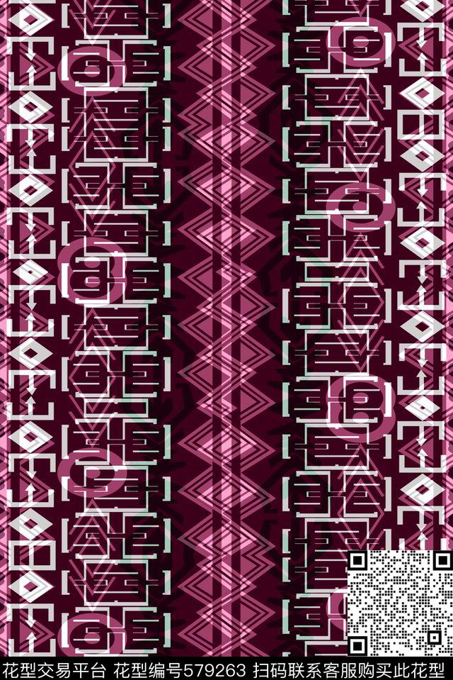 几何格子格子衫几何拼图传统印花华亿平台下载（图片编号: 579263） - 瓦栏（Walan）