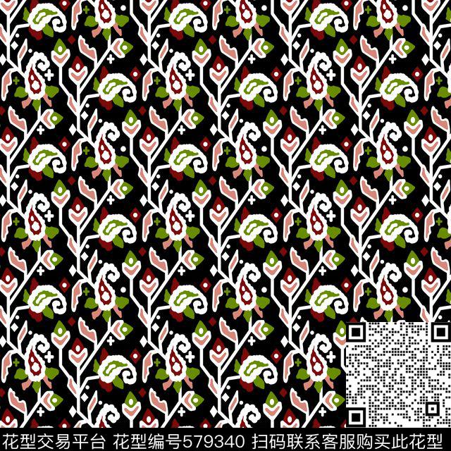 植物花卉传统印花华亿平台下载（图片编号: 579340） - 瓦栏（Walan）