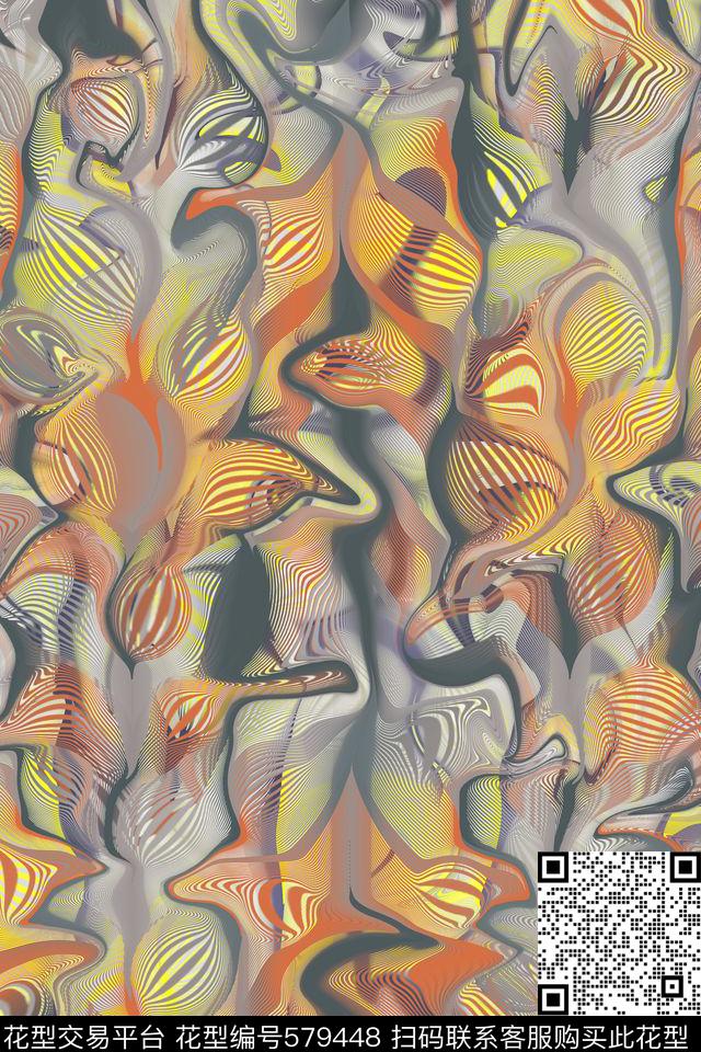 几何女装抽象几何数码印花华亿平台下载（图片编号: 579448） - 瓦栏（Walan）